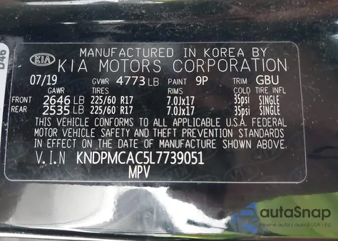 2020 Kia Sportage Lx из США, поврежденный, VIN KNDPMCAC5L7739051